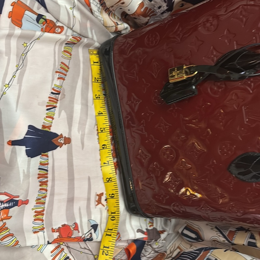 Louis Vuitton Burgundy and Black Patent Leather Satchel - Picture 8 of 11